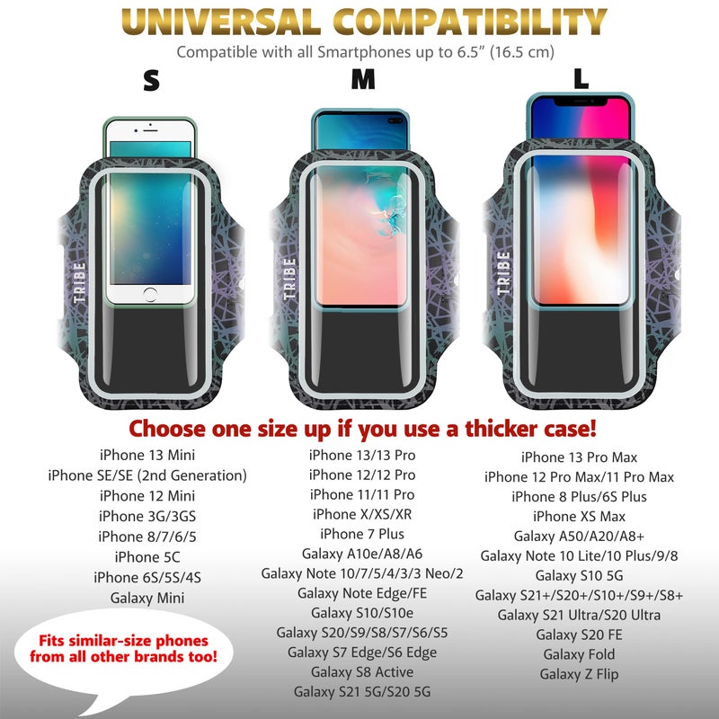 TRIBE Water Resistant Cell Phone Armband Case Running Holder for iPhone Pro Max Plus Mini SE (13/12/11/X/XS/XR/8/7/6/5) Galaxy S Ultra Plus Edge Note (21/20/10/9/8/7/6/5) Adjustable Strap & Key Pocket - Image 5